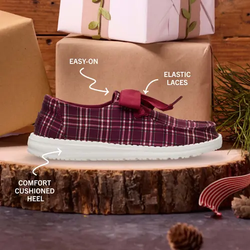 HEYDUDE Wendy Holiday Bow – Red Plaid/Burgundy online